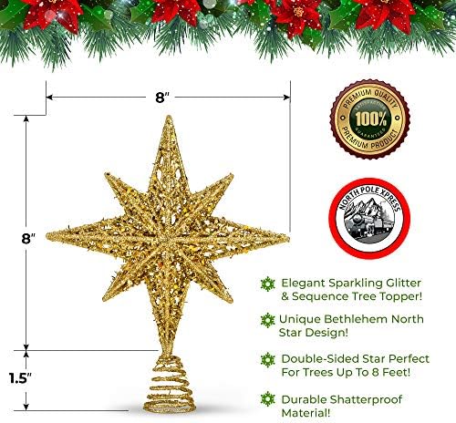 טופר עץ חג המולד של כוכב זהב בגודל 8 אינץ 'סנטימטרים | Toppers עץ חג המולד | טופר עץ כוכב חג המולד | קישוטי